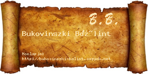 Bukovinszki Bálint névjegykártya