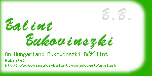 balint bukovinszki business card